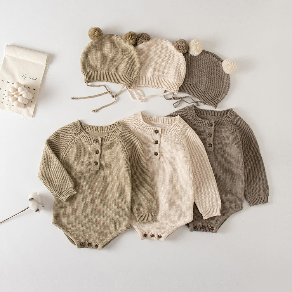 Cozy Cotton Knit Baby Ensemble for Autumn Delights