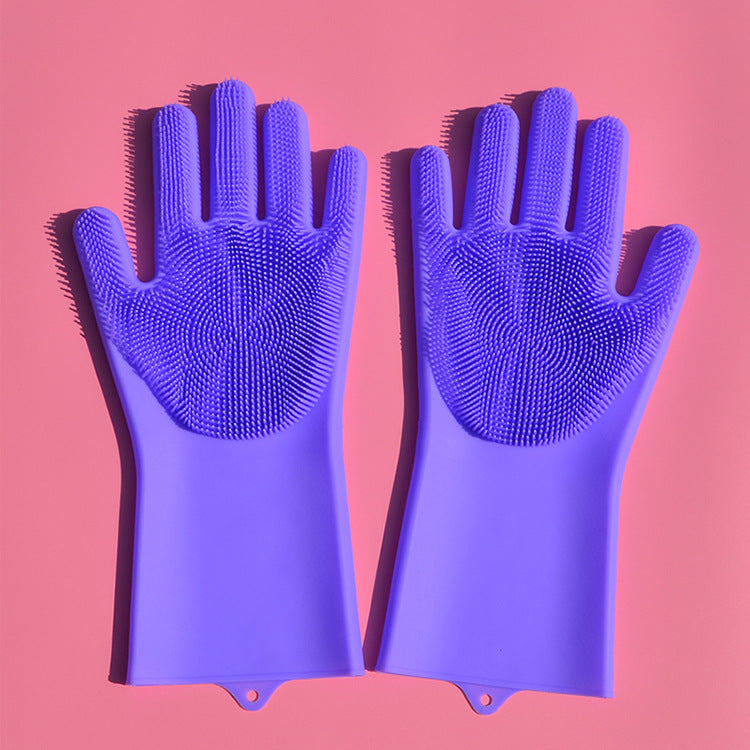 Vibrating dishwashing silicone gloves