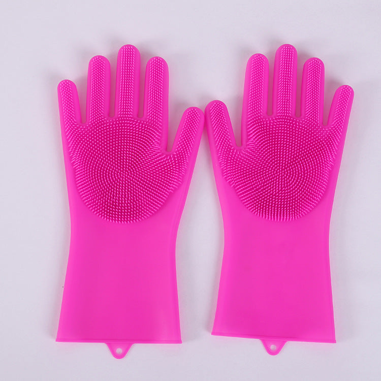 Vibrating dishwashing silicone gloves