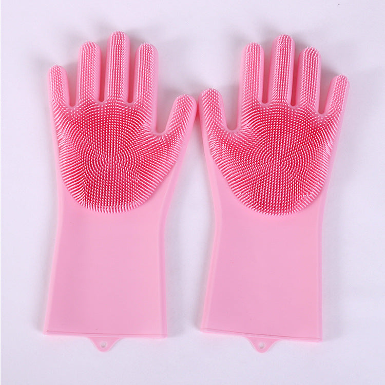 Vibrating dishwashing silicone gloves