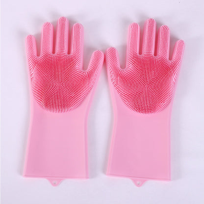 Vibrating dishwashing silicone gloves