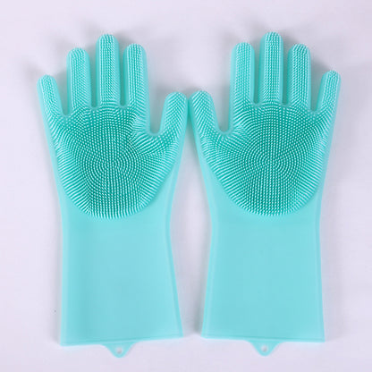 Vibrating dishwashing silicone gloves