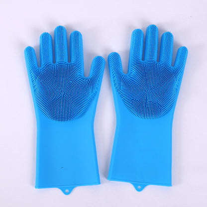 Vibrating dishwashing silicone gloves